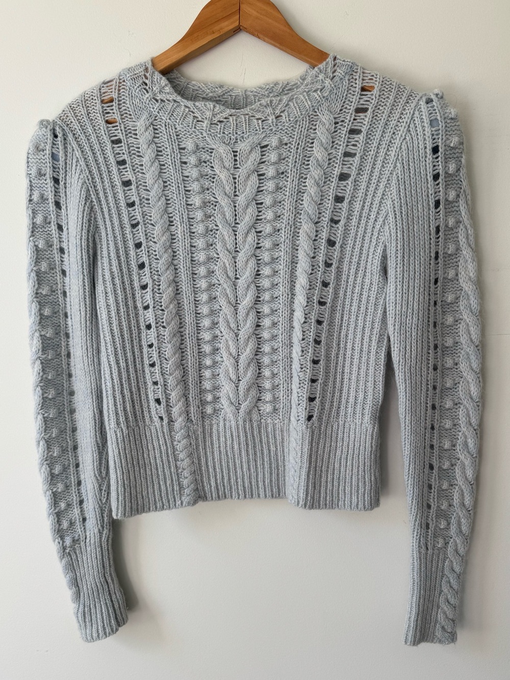 Club Monaco Light Gray Cable-Knit Cropped Sweater